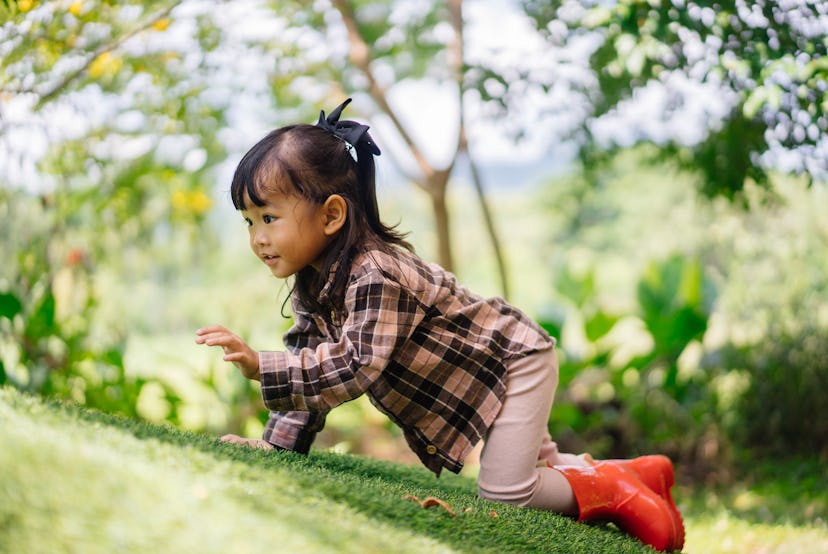 little girl crawling