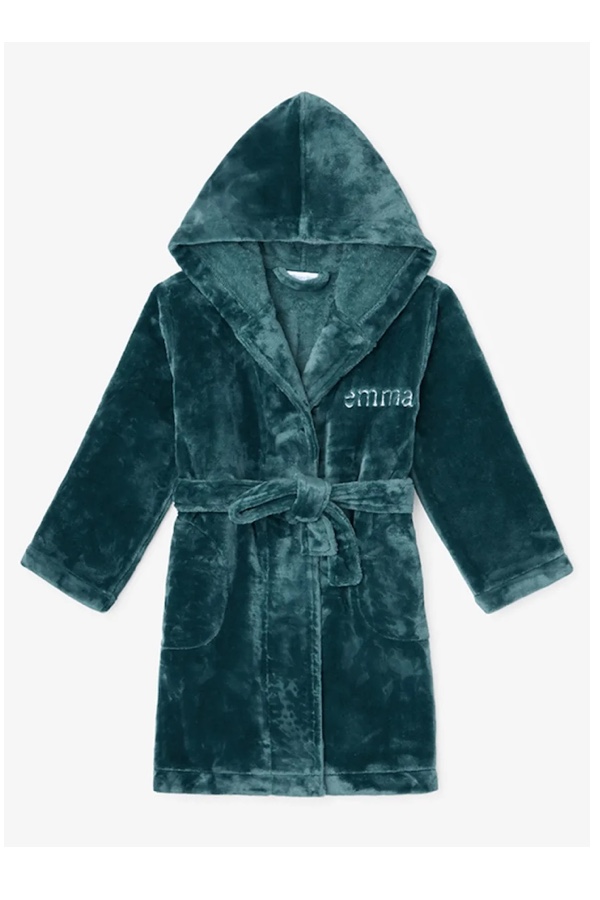 Personalized gifts for kids: A plush robe with their name on it.