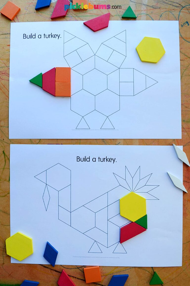 printed turkey pattern block mats with outlines