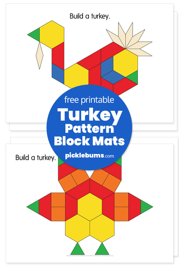 2 pattern block turkey designs to print