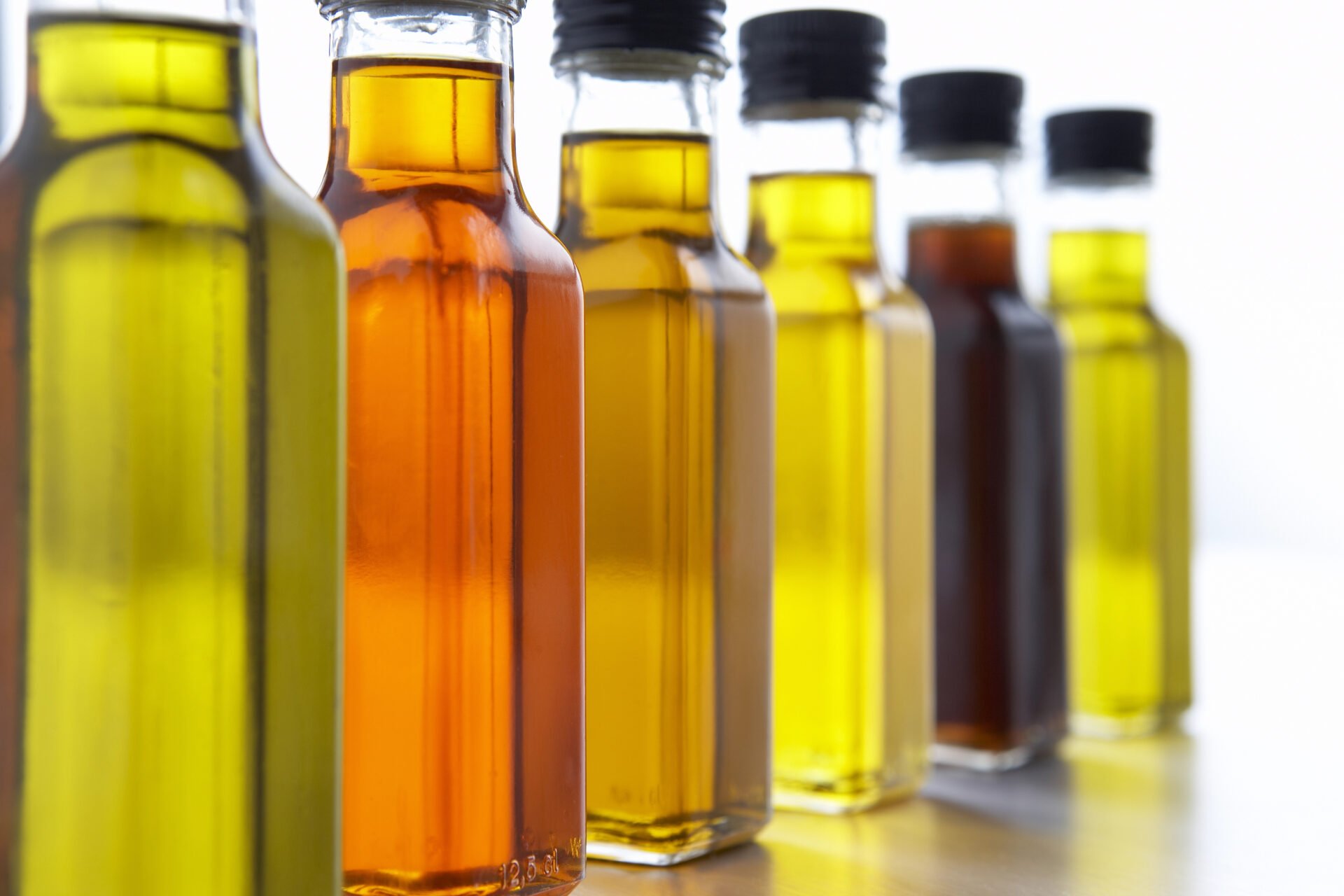 Olive Oils Tested for Toxic Phthalates with various colors presented