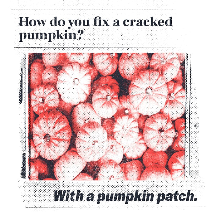 Corny Jokes: How do you fix a cracked pumpkin?