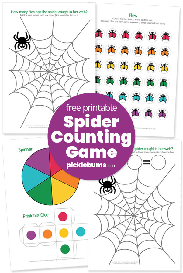 printable spider and flies math game