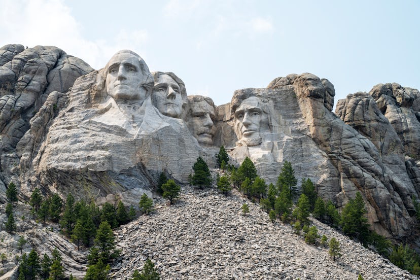 Keystone, USA - June 13, 2023. Sculptures of presidents at Mount Rushmore National Memorial, Keyston...