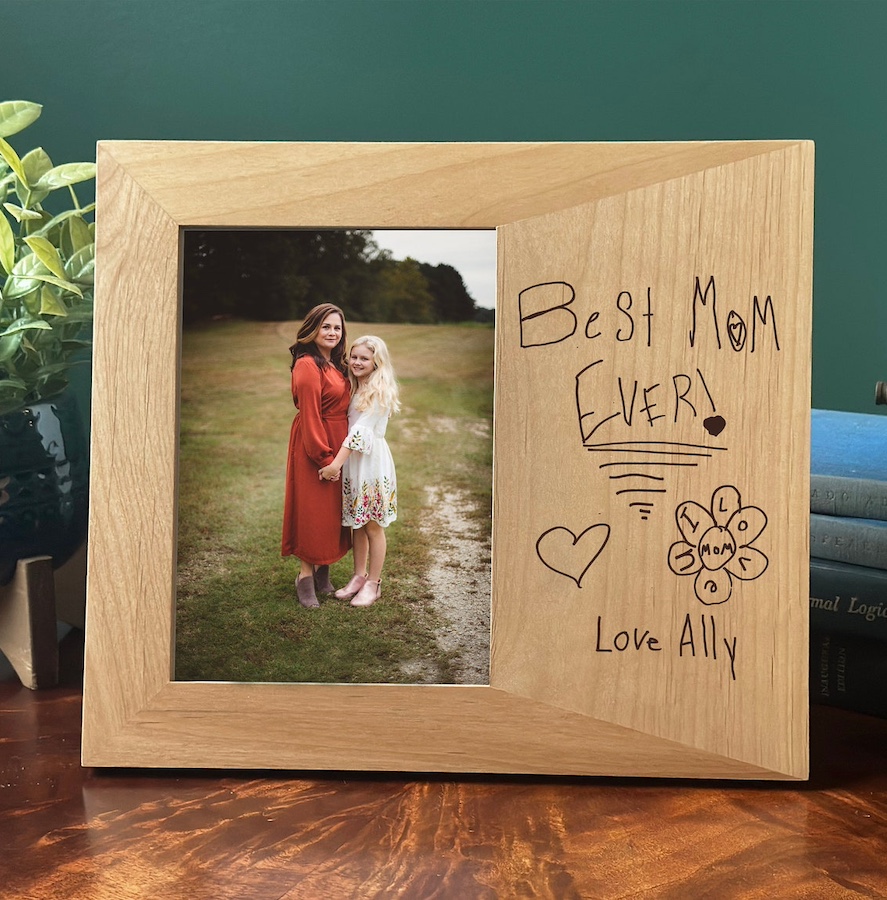 Personalized etched picture frames from handwriting are great holiday gifts.