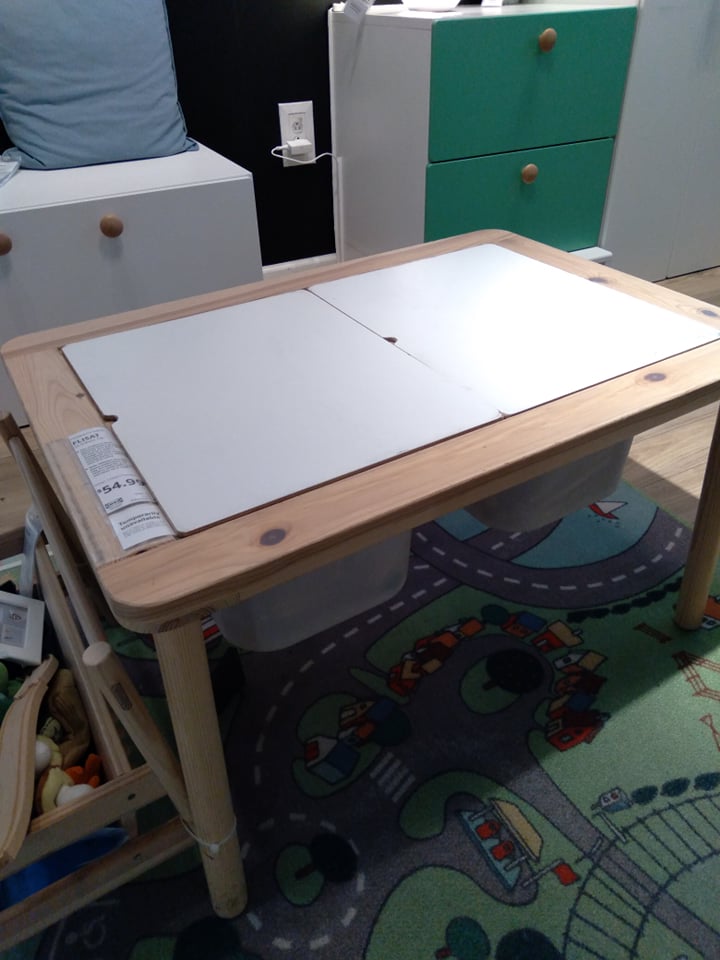 image of flisat sensory table, a montessori ikea find.