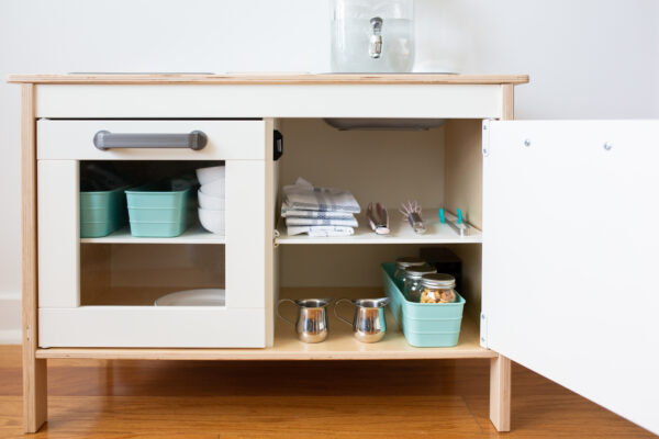 ikea montessori play kitchen with real dishes.