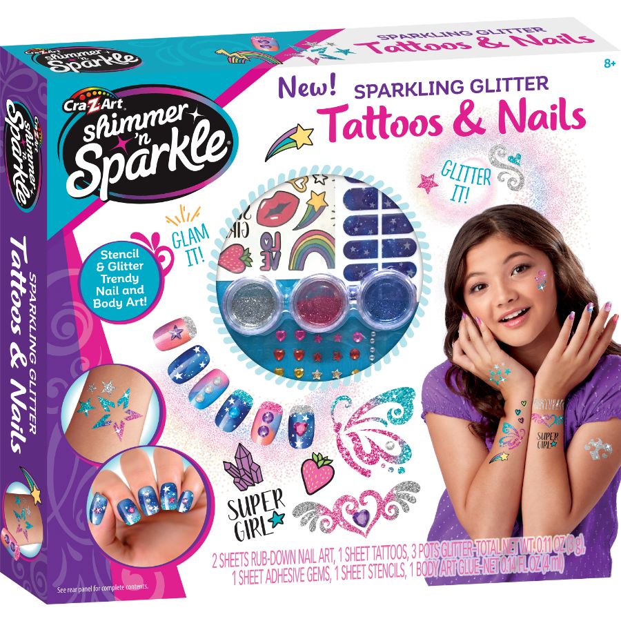 Sparkling tattoos and nails