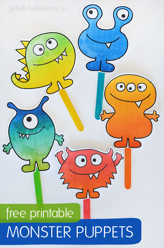 Free printable monster puppets.